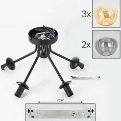 hofstein Plafonnier - Verre Gastor Ambre, Clair, Fumé, 5 lumières