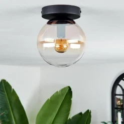 hofstein Plafonnier - Verre Gastor Ambre, Clair, 1 lumière
