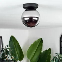 hofstein Plafonnier - Verre Gastor Chrome, Fumé, 1 lumière