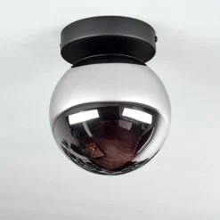 hofstein Plafonnier - Verre Gastor Chrome, Fumé, 1 lumière