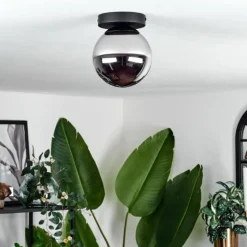 hofstein Plafonnier - Verre Gastor Chrome, Fumé, 1 lumière