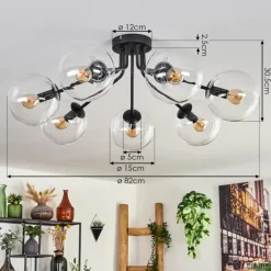 hofstein Plafonnier - Verre Gastor Clair, 7 lumières
