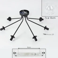 hofstein Plafonnier - Verre Gastor Clair, 7 lumières