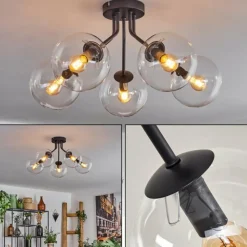 hofstein Plafonnier - Verre Gastor Clair, 5 lumières