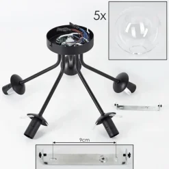 hofstein Plafonnier - Verre Gastor Clair, 5 lumières