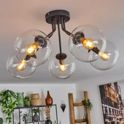hofstein Plafonnier - Verre Gastor Clair, 5 lumières
