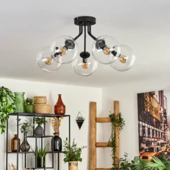 hofstein Plafonnier - Verre Gastor Clair, 5 lumières