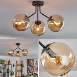 hofstein Plafonnier - Verre Gastor Ambre, 3 lumières