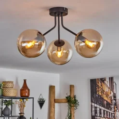 hofstein Plafonnier - Verre Gastor Ambre, 3 lumières