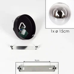 hofstein Plafonnier - Verre Gastor Chrome, Clair, Fumé, 1 lumière