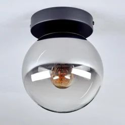 hofstein Plafonnier - Verre Gastor Chrome, Clair, Fumé, 1 lumière