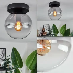 hofstein Plafonnier - Verre Gastor Clair, Fumé, 1 lumière