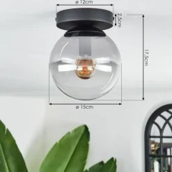 hofstein Plafonnier - Verre Gastor Clair, Fumé, 1 lumière