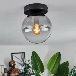 hofstein Plafonnier - Verre Gastor Clair, Fumé, 1 lumière