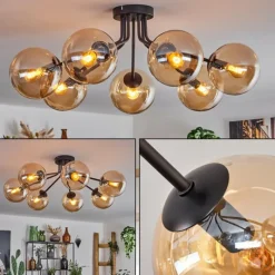 hofstein Plafonnier - Verre Gastor Ambre, 7 lumières