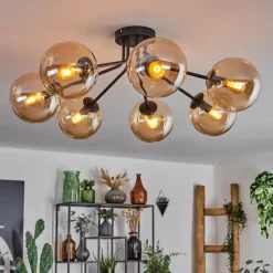 hofstein Plafonnier - Verre Gastor Ambre, 7 lumières