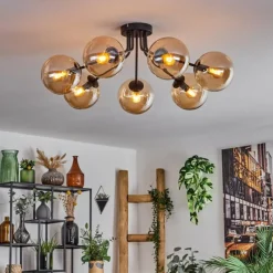 hofstein Plafonnier - Verre Gastor Ambre, 7 lumières