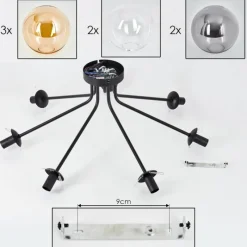 hofstein Plafonnier - Verre Gastor Ambre, Clair, Fumé, 7 lumières