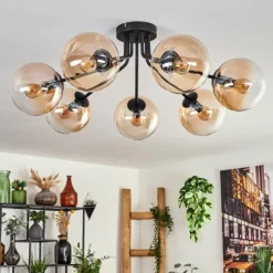 hofstein Plafonnier - Verre Gastor Ambre, Clair, 7 lumières