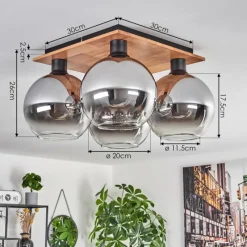 hofstein Plafonnier - Verre Koyoto Écru, Noir, 4 lumières