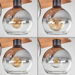 hofstein Plafonnier - Verre Koyoto Écru, Noir, 4 lumières