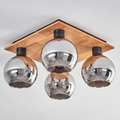 hofstein Plafonnier - Verre Koyoto Écru, Noir, 4 lumières