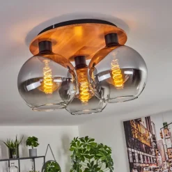 hofstein Plafonnier - Verre Koyoto Écru, Noir, 3 lumières