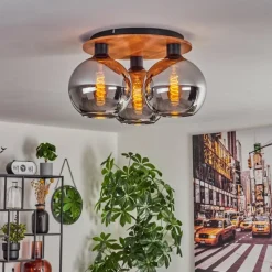 hofstein Plafonnier - Verre Koyoto Écru, Noir, 3 lumières