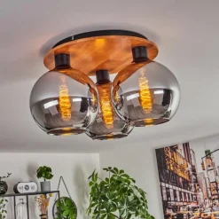 hofstein Plafonnier - Verre Koyoto Écru, Noir, 3 lumières