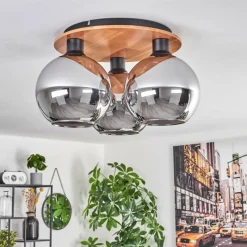 hofstein Plafonnier - Verre Koyoto Écru, Noir, 3 lumières