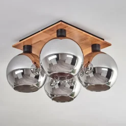 hofstein Plafonnier - Verre Koyoto Écru, Noir, 4 lumières