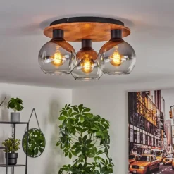 hofstein Plafonnier - Verre Koyoto Écru, Noir, 3 lumières