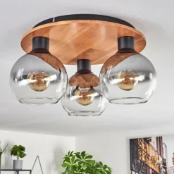 hofstein Plafonnier - Verre Koyoto Écru, Noir, 3 lumières