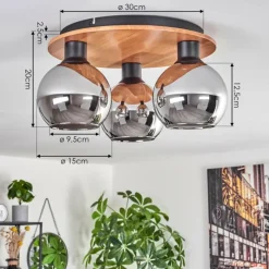 hofstein Plafonnier - Verre Koyoto Écru, Noir, 3 lumières