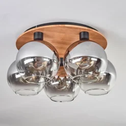 hofstein Plafonnier - Verre Koyoto Écru, Noir, 5 lumières