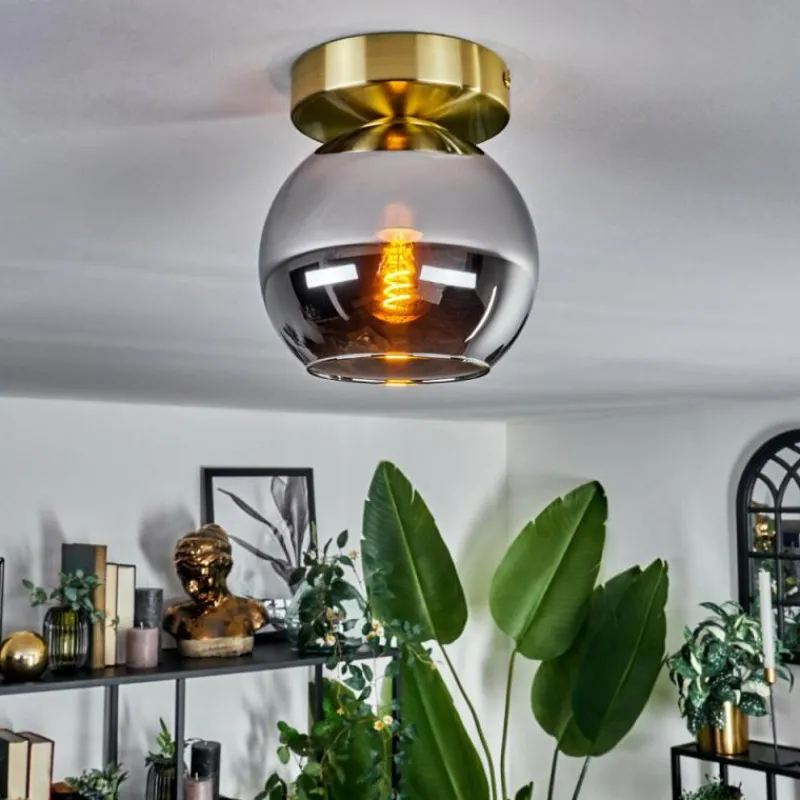 hofstein Plafonnier - Verre Koyoto Laiton, Noir, 1 lumière