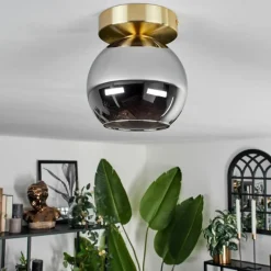 hofstein Plafonnier - Verre Koyoto Laiton, Noir, 1 lumière