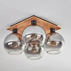 hofstein Plafonnier - Verre Koyoto Écru, Noir, 4 lumières