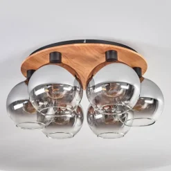 hofstein Plafonnier - Verre Koyoto Écru, Noir, 6 lumières