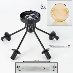 hofstein Plafonnier - Verre Koyoto Ambre, 5 lumières