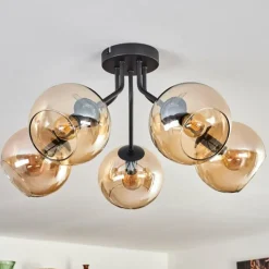 hofstein Plafonnier - Verre Koyoto Ambre, 5 lumières