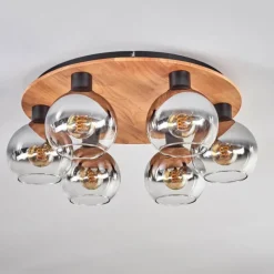 hofstein Plafonnier - Verre Koyoto Écru, Noir, 6 lumières