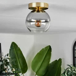 hofstein Plafonnier - Verre Koyoto Laiton, 1 lumière