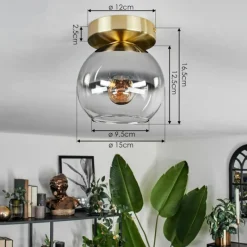 hofstein Plafonnier - Verre Koyoto Laiton, 1 lumière