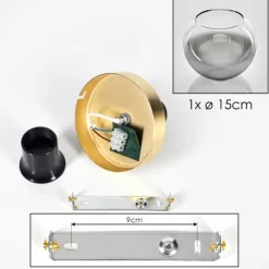 hofstein Plafonnier - Verre Koyoto Laiton, 1 lumière