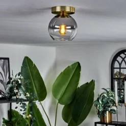 hofstein Plafonnier - Verre Koyoto Laiton, 1 lumière