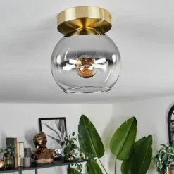 hofstein Plafonnier - Verre Koyoto Laiton, 1 lumière