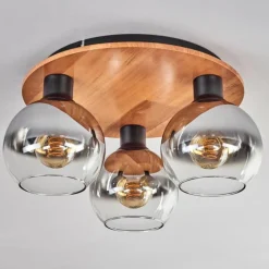 hofstein Plafonnier - Verre Koyoto Écru, Noir, 3 lumières