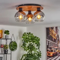 hofstein Plafonnier - Verre Koyoto Écru, Noir, 3 lumières