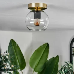 hofstein Plafonnier - Verre Koyoto Laiton, Noir, 1 lumière